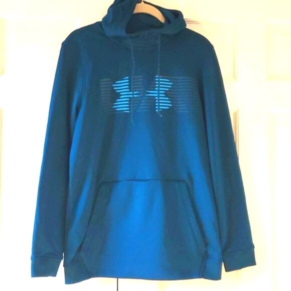 UNDER ARMOUR LOOSE FIT HOODIE MEN'S SIZE SMALL GREEN BLUE LOGO - Picture 1 of 5